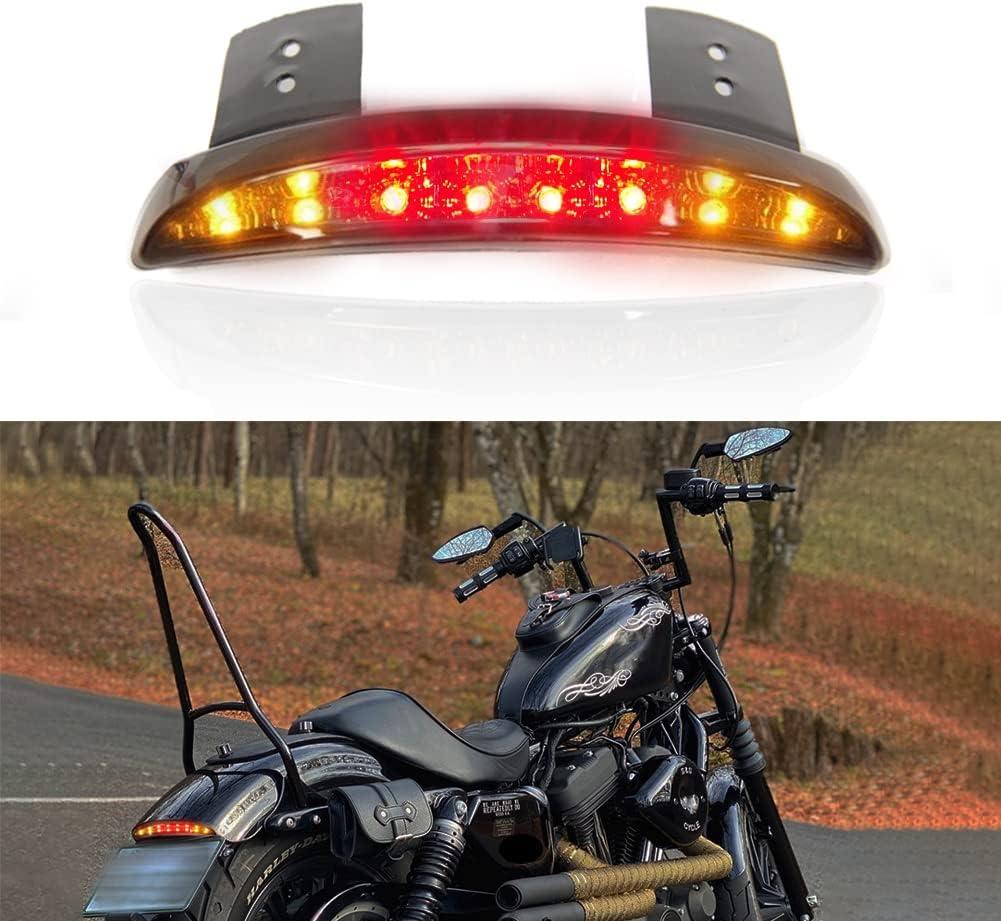 DREAMIZER Motorcycle Brake Tail light Fender Edge LED Lamp with Turn Siganls Compatible with Sportster XL883N 1200N XL1200V XL1200X Cafe Racer Chopper - Smoke