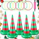 PullCrease 5 Sets Inflatable Ring Toss Games with 10 Toss Rings and Pump Fun Party Games for Families Gifts Indoor Outdoor Holiday Supplies Decorations