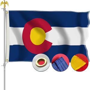 Colorado Flag 3x5 Outdoor - Embroidered Design Heavy Duty Polyester CO Flag with Sewn Stripes, Brass Grommets