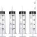 4 Pack 200mL Syringes with Tip Adapter, Large Plastic Garden Syringe for Liquid, Scientific Labs, Pet Feeding, Irrigation,Oil or Glue Application