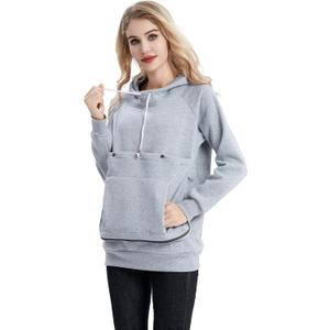 Kei Tomlison Pet Cat Dog Pouch Hoodie Small Animal Carrier  Kitten Puppy Pouch Sweatshirt Holder Fleece Unisex Hoodies Light Grey (Medium)