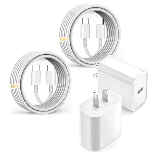 iPad Fast Charger,2Pack USB C Charging Block Wall Plug Adapter & 10FT USB C to C Cable Cord for iPad Pro 13(M4)/iPad Pro 12.9/11 in 2018-2025,iPad Air M3/M2/5th/4th,iPad 11th A16/10th/Mini 7/Mini 6th