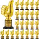 Highergo 24 Pcs Thumbs up Award Trophies 5 Inch Plastic Gold Trophy Cups Bulk for Staff or Adults Party Favors with Inspirational Stickers for Employee Reward Trophy Gifts