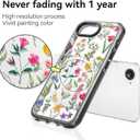 Compatible for iPhone 16E Case Cute - Durable Shockproof 6.6 ft Drop Impact Phone Case - Black Funny Nature Flower Design for iPhone 16 SE 4 6.1"
