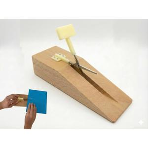 Mounted Table Top Scissors with Wooden Base, Adapted Scissors for Special Needs Self-Opening Safety Shears for Kids, Classroom, and Weak Grip Support