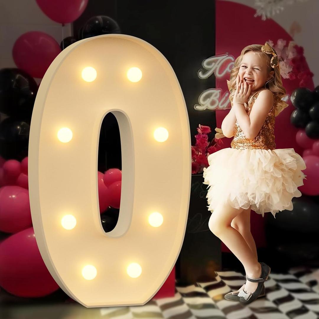 Giant Marquee Numbers for 30th 40th 50th 60th Birthday Decoration, Light Up Numbers for Anniversary Party, Pre-Cut Foamboard Mosaic