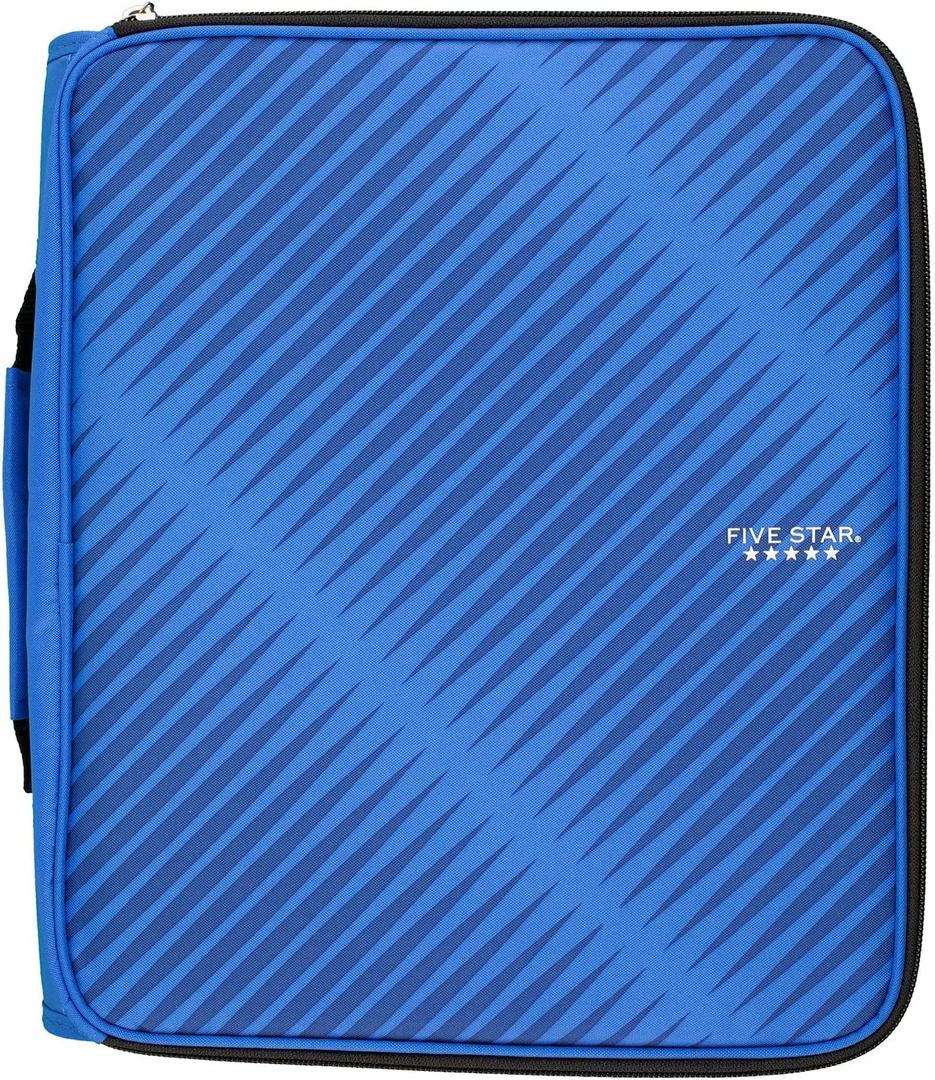 Five Star 2 Inch Zipper Binder, 3 Ring Binder, 6-Pocket Expanding File, Durable, Color Selected for You, 1 Count (29592)
