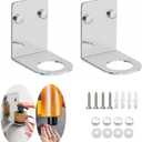 BiJun Soap Bottle Dispenser Holder Wall Mounted, Hand Pump Bottles Dispenser Stand Hanging Rack Shampoo Standing Shelf Storage Holder Bracket for Bathroom Kitchen (Silver 2 Pack)