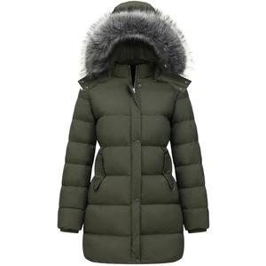 GGleaf Women's Winter Thicken Puffer Coat Warm Snow Jacket with Fur Removable Hood