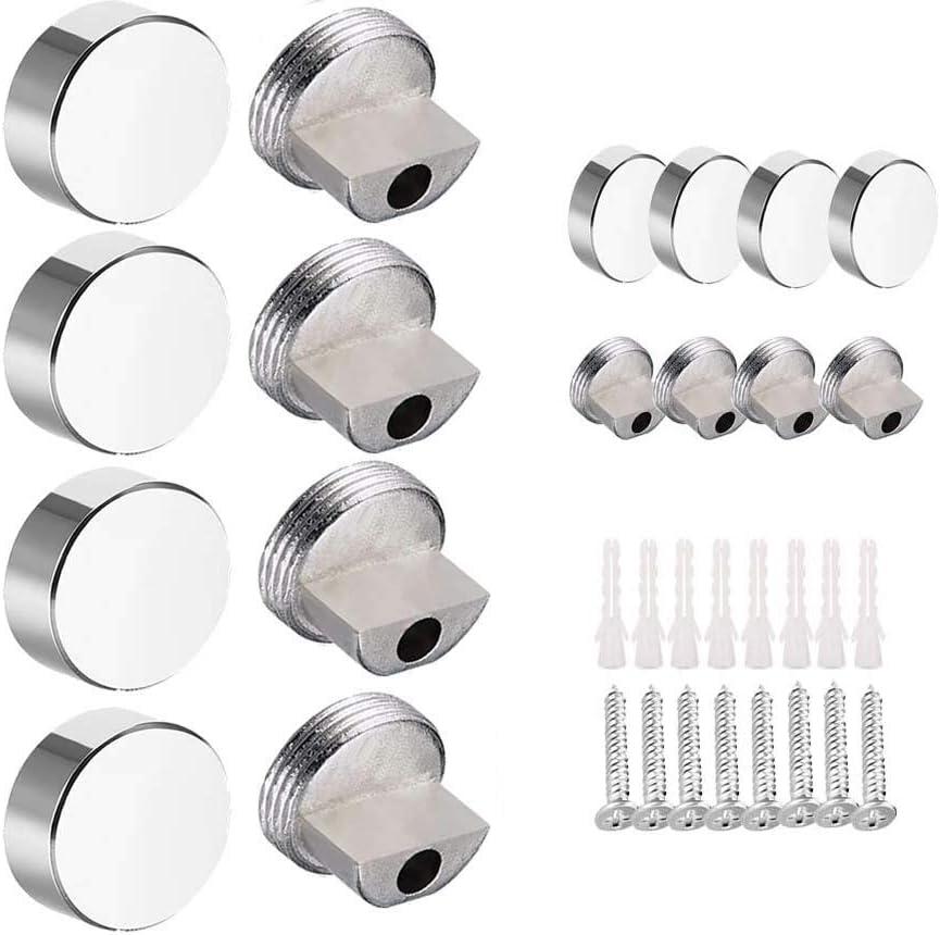 AZVALVOL Mirror Clip Mirror Hanging Hardware Mirror Holder Clips Metal Round Mirror Mounting Clips 8Pcs Zinc Alloy Clips for 3-6mm Thick (Chrome, 8)