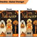 Halloween Garden Flag Golden Retriever Decor 12x18 Double Sided For Outside Dog Garden Flag Halloween Yard Decorative Flags Ghost Spooky Welcome Hallo-ween Outdoor Holiday Home Decor Summerween Yard