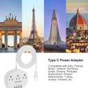 European Travel Plug Adapter with USB C, Multi Country Outlet Adapter with 3 AC Outlets and 4 USB Ports, Type C Plug Adapter for US to Most of Europe Iceland Spain Italy France Germany etc