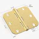 Door Hinges Satin Brass -18 Pack Gold Door Hinges 3.5 Inch Rounded Interior Door Hinge with 5/8" Radius - 3 1/2 Inches Flat Iron Brass Hinges for Residential Standard Doors
