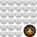 30 Pcs Tea Light Candle Holders - Crystal Votive Candle Holders Tealight Jewel Bowl Stands Decorative Centerpiece for Wedding Party Home Table Decor (Silver)