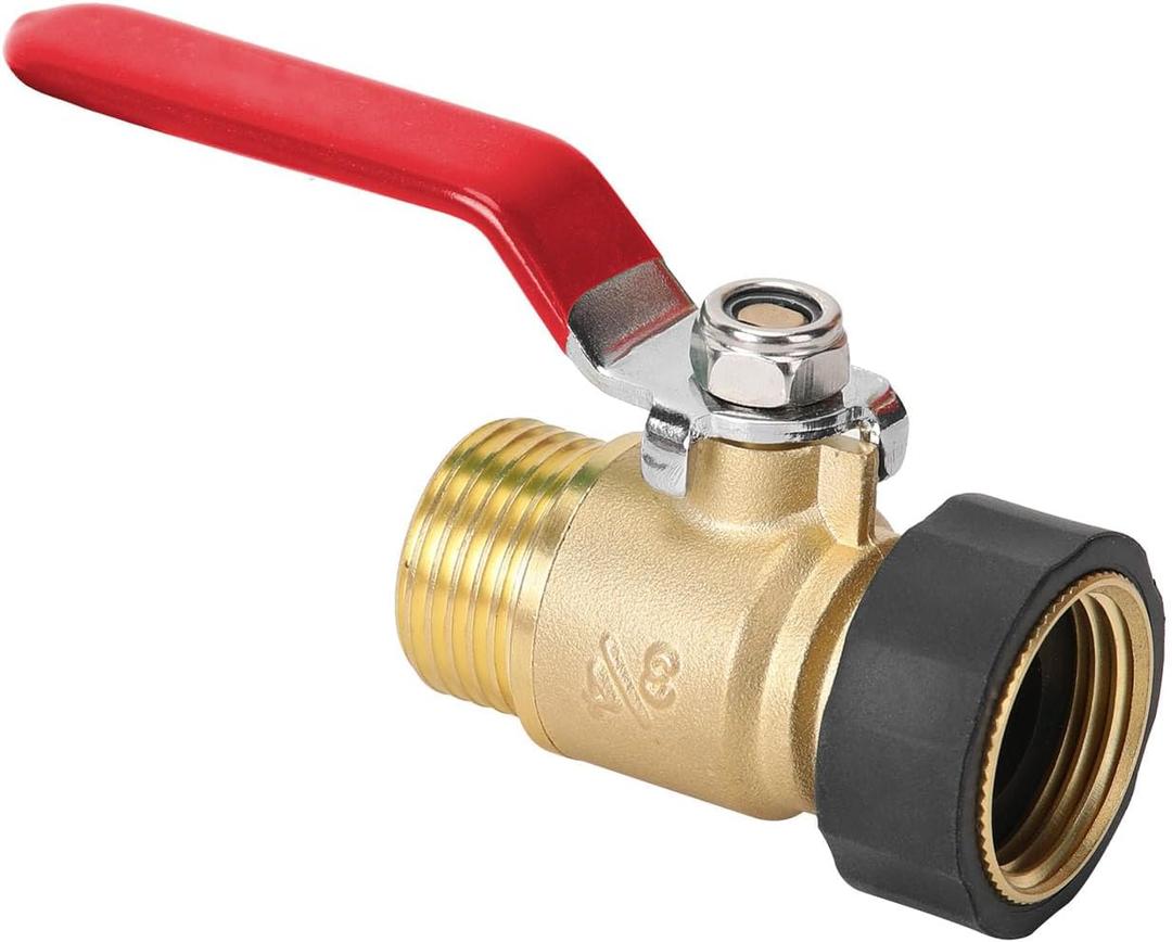 FINEST+ Garden Hose Shut Off Valve, 3/4" GHT Water Hose Shut Turn Off Valve, Heavy Duty Brass Valve Garden Hose Ball Valve With Stainless Steel Long Handle