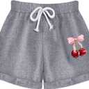 Girls Shorts Cute Summer Graphic Elastic Waist Drawstring Casual Cotton SweatShorts