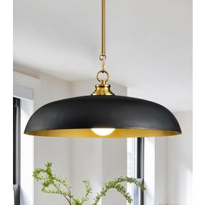 17.8" Black Gold Metal Dome Indoor Pendant Lights Kitchen Island, Large