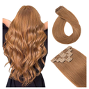 Hairro Clip in Hair Extensions 100% Real Human Hair, 8 Inch 6pcs 18 Clips Short Thin Straight Clip on Hairpieces 45g Machine Weft for Women, Blondish Brown