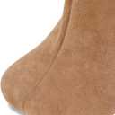 Women's Knee High Suede Boots for Women Wide Calf Square Toe Stiletto Heels Tall Boots Pull On High Heel Long Booties, Size 9.5