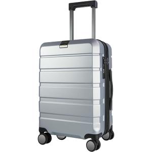KROSER Hardside Expandable Carry On Luggage with Spinner Wheels & Built-in TSA Lock, Durable Suitcase Rolling Luggage with USB Port, Carry-On 20-Inch, Silver Grey, 93 liters