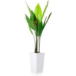 4.8FT Bird of Paradise Artificial Plant Indoor  Realistic Faux Tropical Tree with Cement Pot, Easy Care, Ideal for Home & Office Decor