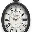 Menterry Small Retro Oval Wall Clock, Antique Old Design, Black Vintage Style, Battery Operated Silent Decor Wall Clocks for Kitchen,Bedroom,Farmhouse,Bathroom (11.2" H x 6.7" W)