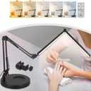 Toolour Desk Lamps for Nail Tech,24W Large Dual Architect Lamp with Remote Control,5 Colors Stepless Dimming Sleep Mode & Memory Function Workbench LED Halfmoon Light for Beauty Salon Home Office