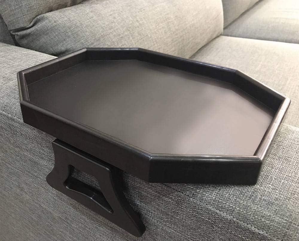 Sofa Arm Clip Table, Armrest Tray Table, Drinks/Remote Control/Snacks Holder (Plastic, Black)