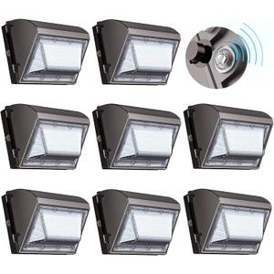 8 Pack 130W LED Wall Pack Light with Dusk to Dawn Photocell, 19500LM 5000K Daylight IP65 Waterproof Wall Pack Lights Outdoor LED [Eqv. 800W HPS/HID] for Parking Lot, Warehouse, Yard AC120-277V