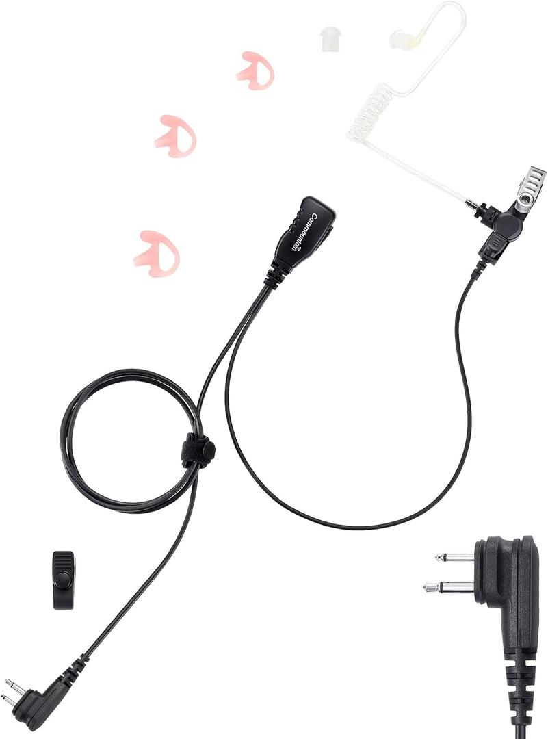 commountain CLS1410 CLS1110 Earpiece with PTT/Mic for Motorola Walkie Talkies Radios DTR550 DTR700 RDU4100 RDU4160D RMU2040 RMU2080D RMU2080 DLR1020, CLS 1410 CLS 1110, Acoustic Tube Headset, 2 Pin