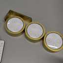 3Pcs Battery Operated Picture Light, Magnetic Led Painting Light with Remote Dimmable and Timer, 3 Lighting Modes Art Display Light for Picture Frame Paintings, Wireless Wall Decor Puck Lights, Gold