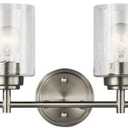 Kichler Winslow 30" Vanity Light in Brushed Nickel, 4-Light Transitional Bathroom Light with Clear Seeded Glass. (30" W x 9.25" H), 45887NI