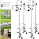 Kingsyard Ground Anchors Screw in, 18" Total Length Set of 4 Multi-Purpose Mobile Home Anchors Heavy Duty, Trampoline Stakes, Fully Welded Shed Anchor Kit for Swing Sets, Carports