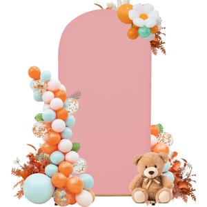 6.6FT Arch Backdrop Cover  Elastic Spandex Fabric for Photo Booth, Birthday & Graduation Decor  Sleek Black Arch Stand Cover for Indoor/Outdoor Events (Light pink)