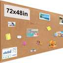 Large Bulletin Board, Foldable 72x48 Inches Cork Board Alternative, Large Felt Board Decorative Pin Board for Wall, Foldable Photo Board Self-Adhesive Vision Board with 36 Pushpins Brown