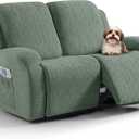 VANSOFY Recliner Loveseat Cover, 6-Pieces Stretch Dual Recliner Sofa Cover Soft Jacquard Reclining Couch Slipcover Furniture Protector with Elastic Bottom for Kid, Pets(2 Seat,Bean Green)