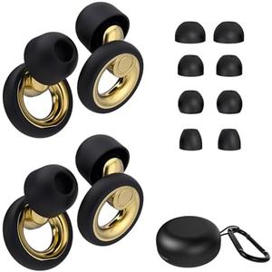 Gutevoz Plus Ear Plugs Noise Cancelling 2 Sets, Soft Silicone Ear Plugs for Sleeping, Noise Sensitivity, Reusable Concerts Ear Plugs Hearing Protection 30dB - 8 Pairs Ear Tips in XS/S/M/L - Gold