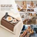 GEHE Bamboo Sofa Arm Tray, Foldable Couch Arm Tray Side Table, Anti-Falling Armrest Tables Cup Holder for Snacks, Drinks, Beers, Phone, Control, Flexible and Portable, Anti-Slip Bottom