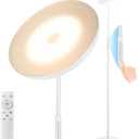 White Floor Lamp, 40W Super Bright Floor Lamps for Living Room Bedroom with Remote & Timer, Torchiere LED Floor Lamp 2700K-6500K Stepless Dimmable, Tall Standing Light Works with Smart Plug