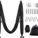 ZELUS Aerial Yoga Swing Sling Strong Yoga Hammock Kit Set Trapeze Inversion Equipment Include 2 Extensions Straps and Ceiling Mounting Kit (Black)