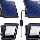 Solar Lights Outdoor, Solar Powered Flood Lights Weatherproof, Dusk to Dawn Led Solar Security Wall Lights with 16.4Ft Cable for Outside Garden, Garage, Landscape 2 Pack