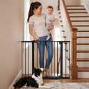 Mumeasy 29.6-46" Baby Gate for Stairs, Pressure Mounted Dog Gate for Doorways, Auto Close Pet Gate for Indoor Use, Extra Wide Child Gate with Walk Thru Door Black, Mom's Choice Awards Winner