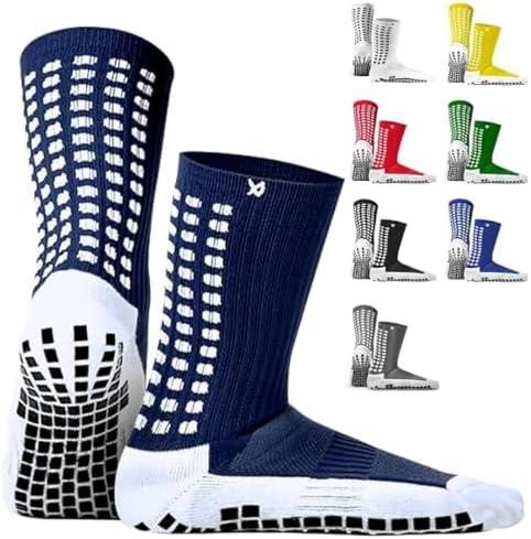 LUX Sports Dual-Grip Soccer Grip Socks - Navy Blue, V1, Unisex Adult - Non Slip & Grippy Socks for Men & Women for Soccer & Football Cleats, Small