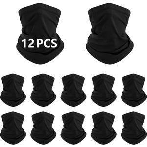 12 PCS neck gaiters for men women Face Mask Cooling Gator Mask Breathable Face Cover Ski Neck Scarf Protection from Dust Sun for Skiing Fishing Hiking Cycling (Black)