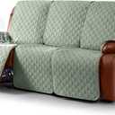 Ruaozz Waterproof Recliner Sofa Covers, 1-Piece Couch Covers for Reclining Couches Reclining Couch Cover Washable Furniture Protector with Elastic Straps Pocket for Kids Pets (Sage Green, 3 Seater)