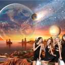 Alien Planet Background Outer Space Backdrop Abstract Universe Planet Galaxy Birthday Party Photography Background for Baby Boy Kids Space Birthday Decorations Planets Party Props 5x3ft