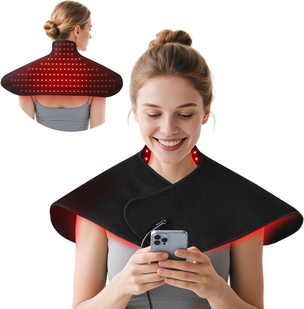 Red Light Therapy for Neck and Shoulder Heating Pad, Red Light Therapy Mat for Body with 660nm & 850nm, 210 LEDs redlight with Adjustable Timer & Intensity, Gifts for Women, Men, and Pets