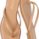Flip Flops for Women Square Toe Flat Sandals for Women Comfortable Thong Sandals Leather Flip Flops Lightweight Summer Beach Sandals Dressy Vacation Essentials Slides (7, Taupe)