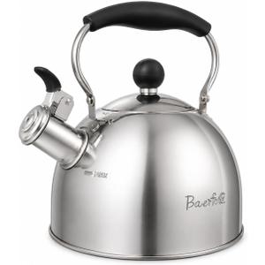 2 Qt Whistling Tea Kettle, Stainless Steel Stovetop Kettle, Silver, 2 Quarts