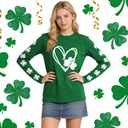 St Patricks Day Shirt Women Lucky Shamrock T-Shirt Saint Patricks Day Long Sleeves (Green, XL)